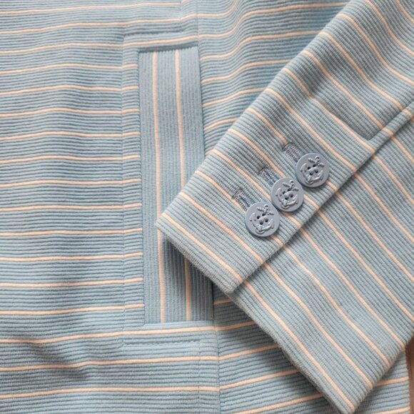 Talbots Womens Blue & White Striped Button-Front Jacket L Blazer - Picture 3 of 7